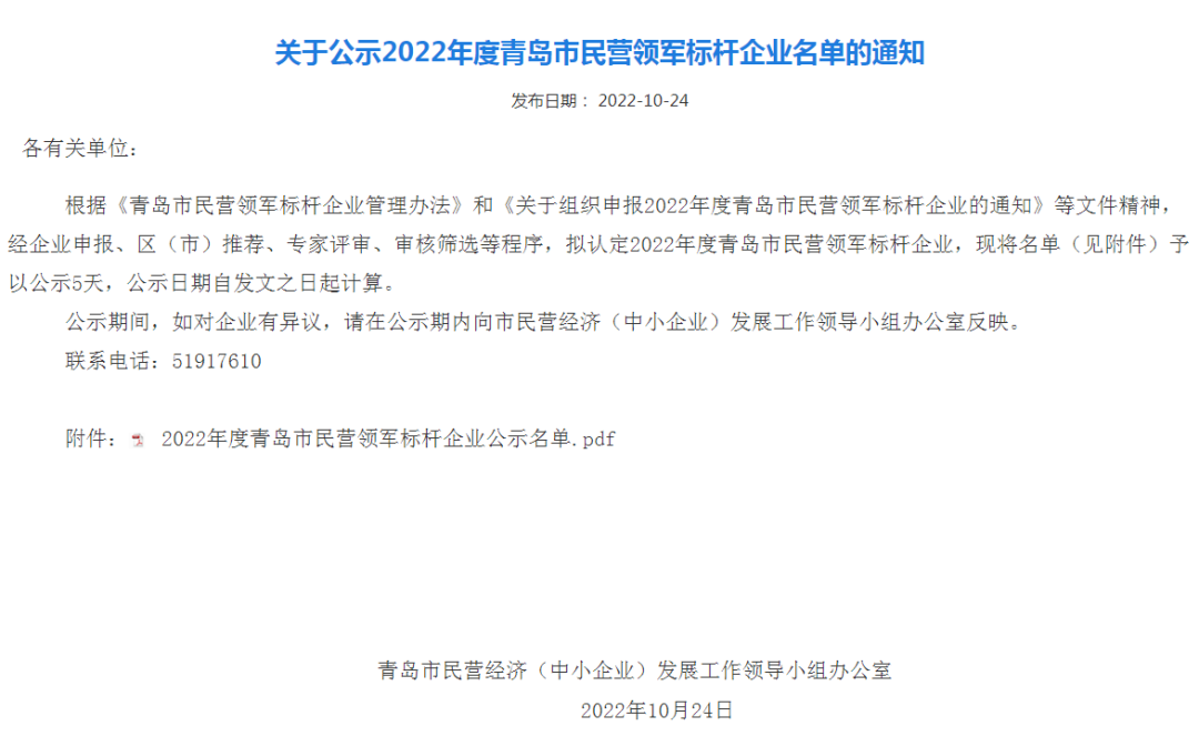 喜讯！ag亚娱智慧技术入选青岛市民营领军标杆企业